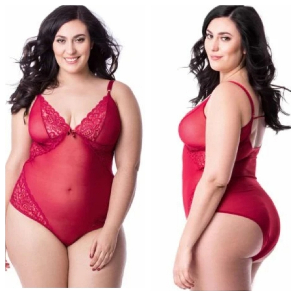Sensual Lace Teddy- Deep Red Color